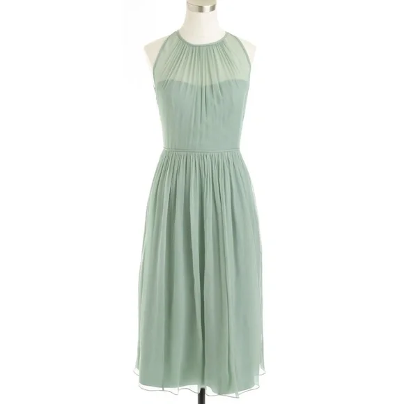 J. Crew | Dresses | Jcrew Green Dusty Shale Silk Dress Size | Poshmark